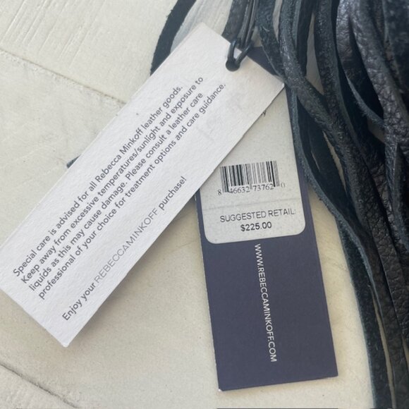 REBECCA MINKOFF FINN BEADED FRINGED CROSSBODY BLACK NWT - Picture 7 of 10